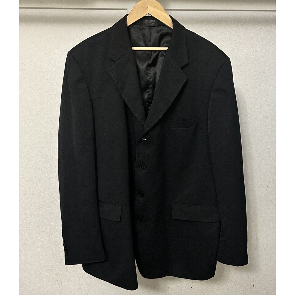 Massimo Collezioni Blazer Jacket Men's Size 48L Black 65% Polyester & 35% Rayon